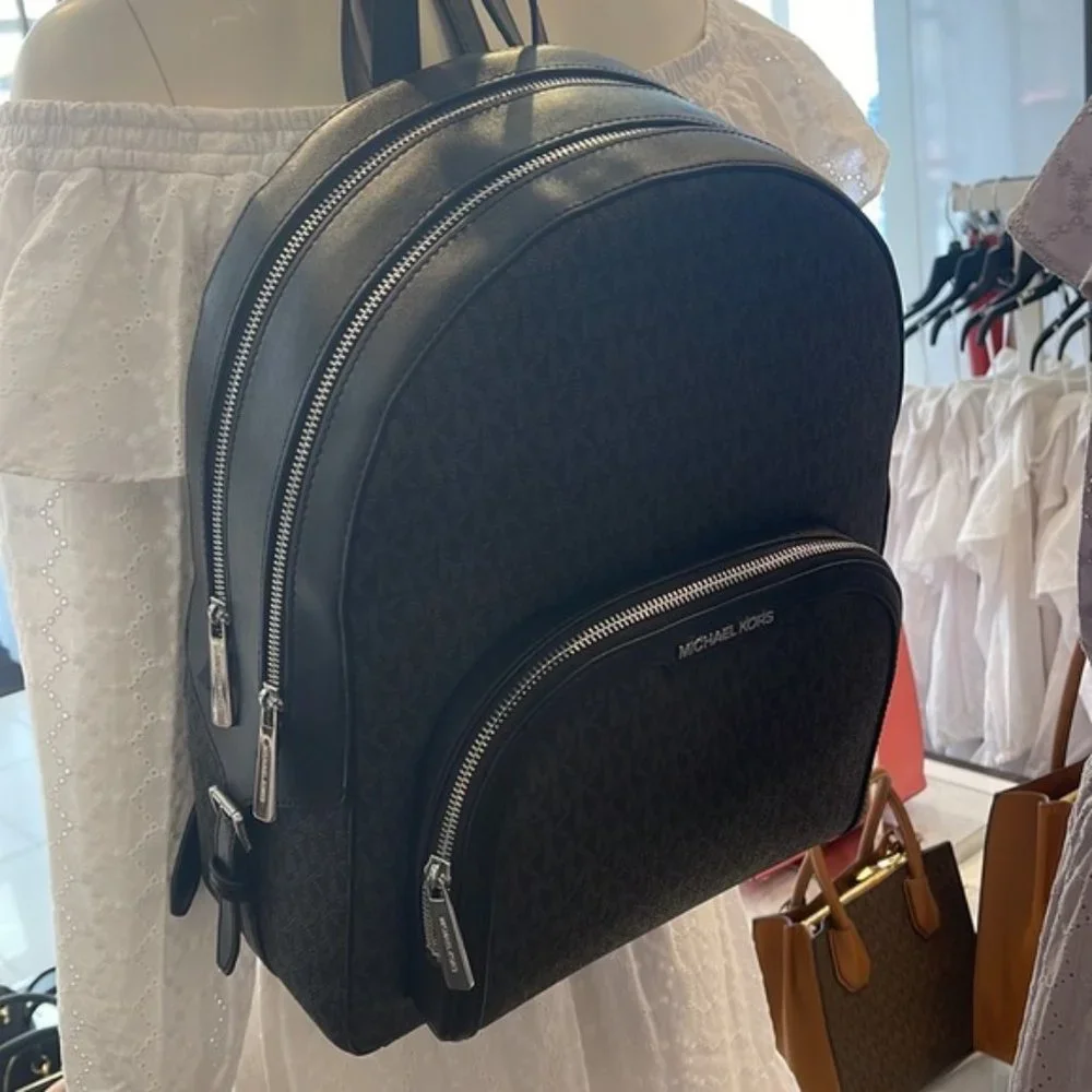 Michael Kors Jaycee Large Zip Pocket Backpack Black